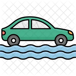 Car In Flood  Icon