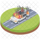 Car On Fire Car Burning Car Damage Icon