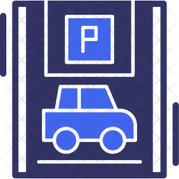 Car With Blue Parking  Icon