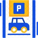 Car With Blue Parking  Icon