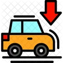 Car With Down Arrow Vehicle Pointing Down Car Direction Symbol Icon