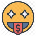 Rico Rosto Emoticon Ícone
