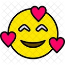 Cara sonriente con corazones  Icono