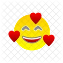 Cara sonriente con corazones  Icono