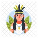 Caractere Indigene Tribal Personne Icon