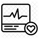 Cardiologia batida no monitor com coração no botão  Ícone