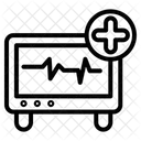 Cardiologia batida no monitor com botão de adição  Ícone