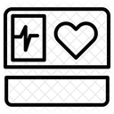 Coração de cardiologia com batimento no monitor  Ícone