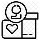Coração de cardiologia em arquivo com estetoscópio em botão  Ícone
