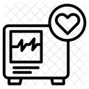 Cardiologia no monitor com coração no botão  Ícone