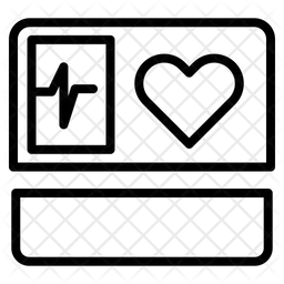 Cardiology heart withbeat in monitor  Icon