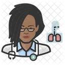 Cardiopulmonologist Black Female  Icon