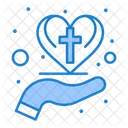 Care Heart Christian Cross Hand Icon