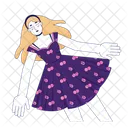 Closed Eyes Lying Down Cartoon Girl In Dress Delighted Lying Down アイコン