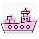 Cargo Ship Color Shadow Thinline Icon Icon