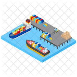 Cargo Ship Icon - Download in Isometric Style