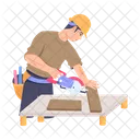 Carpenter Wood Cutting Woodworker Icon