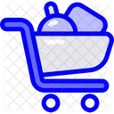 Carrito de compras con artículos  Icono