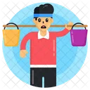 Carrying Water Buckets Icon