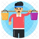 Child Labour Carrying Water Buckets Child Carrying Buckets Icon