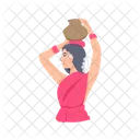 Carrying Water Village Girl Carrying Pot Icon