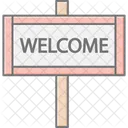 Cartel De Bienvenida Icono Lineal Color Icono