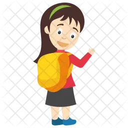 Cartoon School Girl  Icon