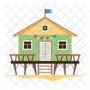 Casa De Praia Palafitas Bandeira Ícone