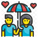 Casal Guarda Chuva Coracao Icon