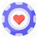 Casino Chip Heart Coin Poker Chip Icon