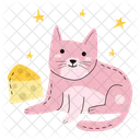 Cat And Slice Of Cheese Cat Pet Icon