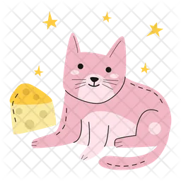 Cat and slice of cheese  Icon