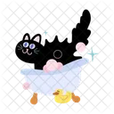 Cat bathing cartoon clipart  Icon