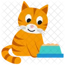 Bowl Eating Cat Food Icon