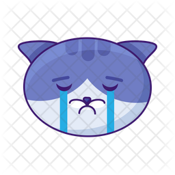 Cat Crying Icon - Download in Colored Outline Style