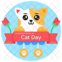 Cat Day Ribbon Cat Day Banner Happy Cat Day Icon