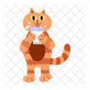 Cat drinking milk cartoon clipart  Icon