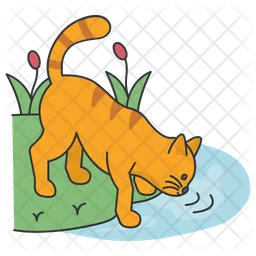 Cat Drinking Water  Icon