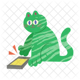 Cat playing mobile phone cartoon clipart  Icon