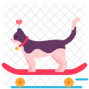 Skateboard Cat Love Icon