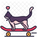 Skateboard Cat Love Icon