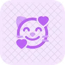 Cat Smiling With Hearts Icon