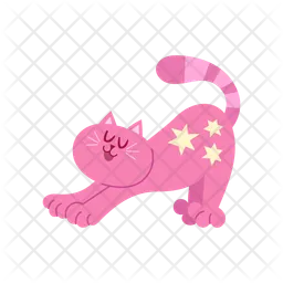 Cat stretching cartoon clipart  Icon