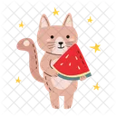 Cat With Watermelon Cat Pet Icon