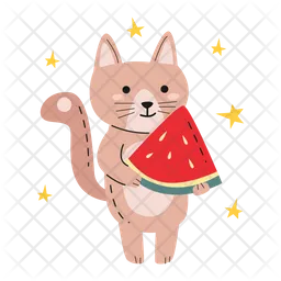 Cat with watermelon  Icon