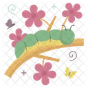 Caterpillar Insect Tree Branches Icon