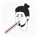 Caucasian adult man measuring oral temperature  アイコン