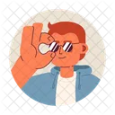 Caucasian cool dude adjusting sunglasses  アイコン