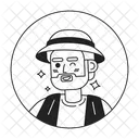 Winking Smiling Fisherman Cartoon Mid Adult Caucasian アイコン