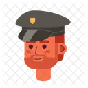Caucasian man police officer hat  アイコン